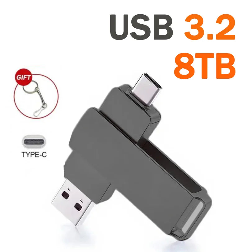 Xiaomi 16TB Flash Drive USB 3.2 High Speed USB Transfer Type-c 2-In-1 8TB 16TB OTG Pendrive Waterproof Flash Disk For Computer