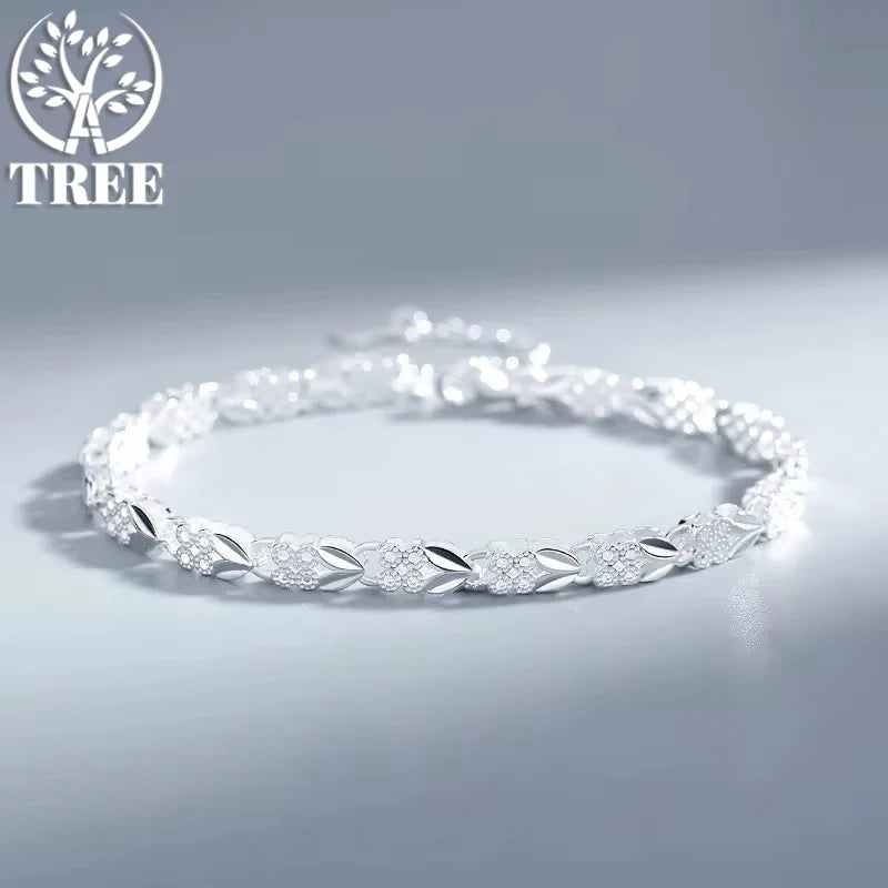 ALITREE 925 Sterling Silver Fashion Multiple Styles Bracelet Chain For Women Engagement Wedding Party Beautiful Jewelry Gift