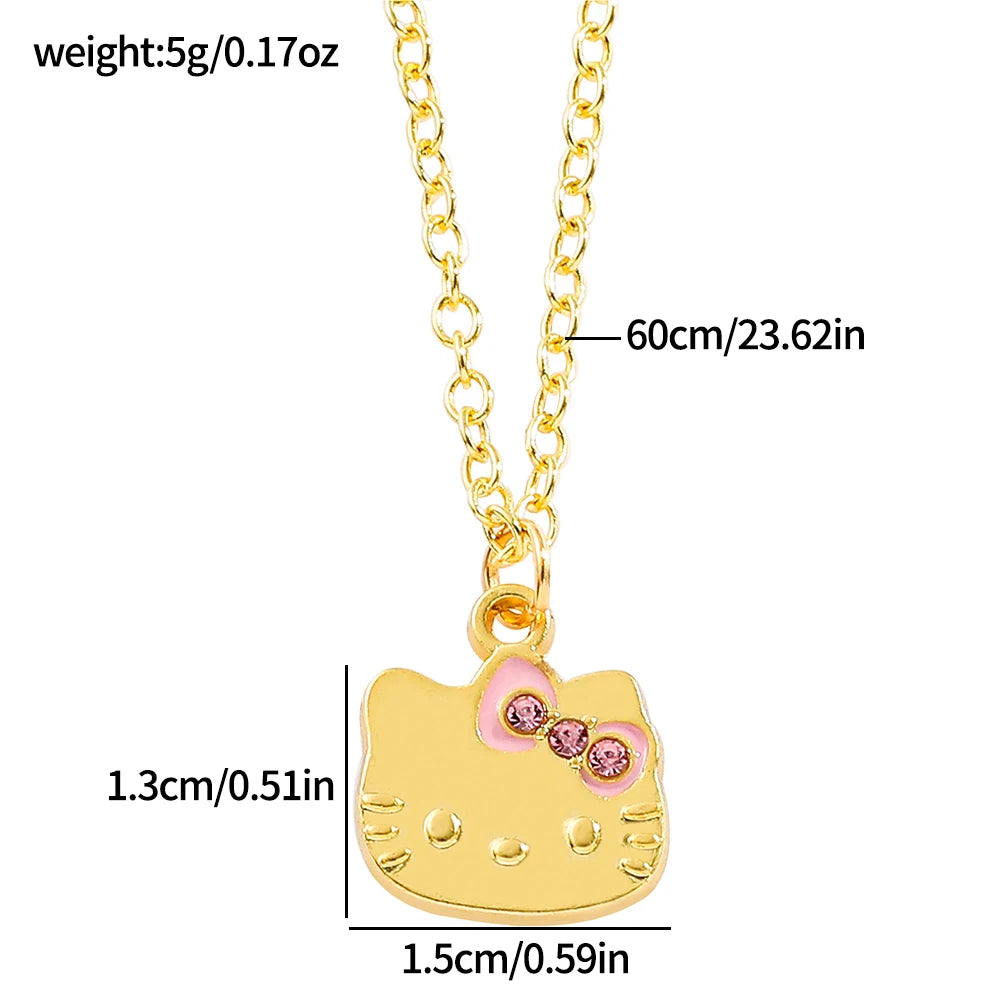 Sanrio HelloKitty Collection Sweet Cute Creative Enamel Pendant Necklace Fashion Charm Jewelry Girl Party Gift