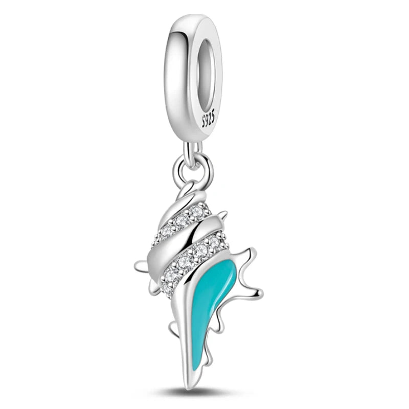 Fashion 925 Sterling Silver Summer Ocean World Series Sea Turtle Starfish Crab Octopus Charms Beads Fit 925 Bracelet DIY Jewelry