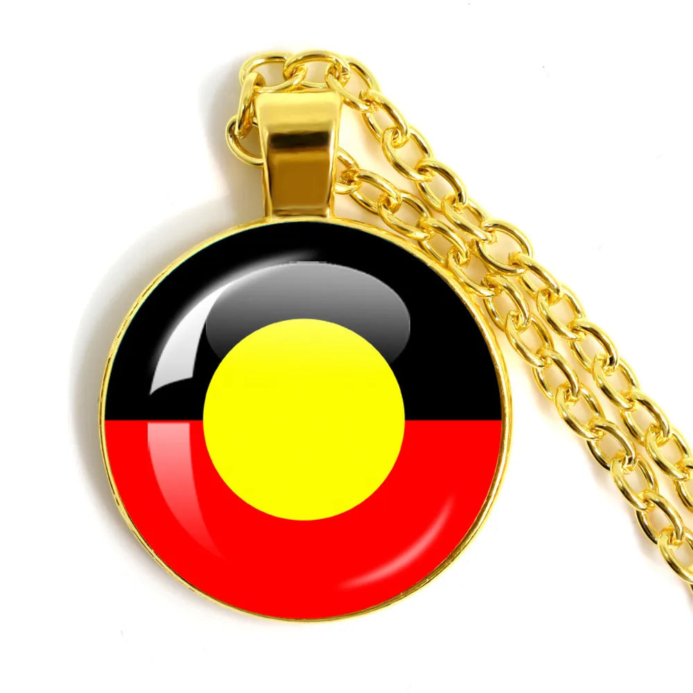 Australian Aboriginal Flag National Emblem Dangle Glass 25mm Key Chain Fashion  Key Chains Glass Cabochon Lady  Key Chains Jewel