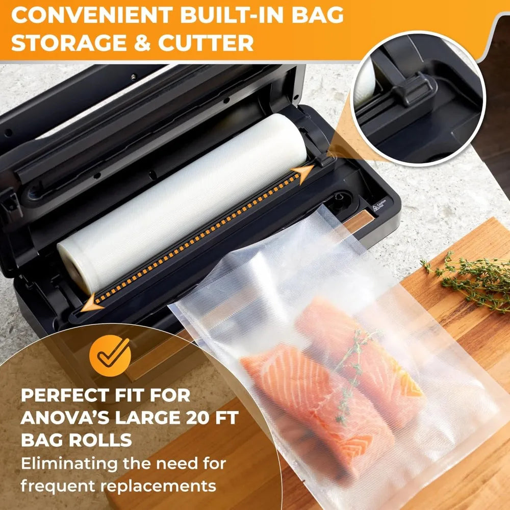 High Quality Precision Vacuum Sealer Pro, Includes Large Bag Roll (19ft), Wet & Dry Dual Food Vacuum Sealer Machine
