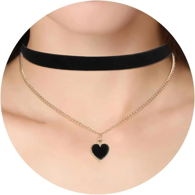 Black Necklaces for Women, Adjustable Layered Velvet Leather Lace Collar choker Necklaces, Goth Jewelry Gifts.