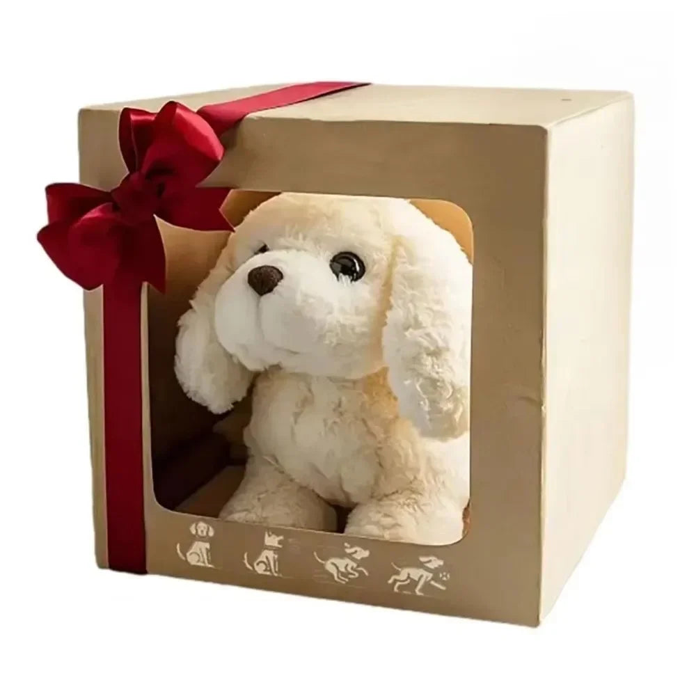 New Cute Plush Robot Puppy Interactive Walking Simulated Puppy Barking Tail Wagging Puppy Plush Toy Chilren(Without Battery)