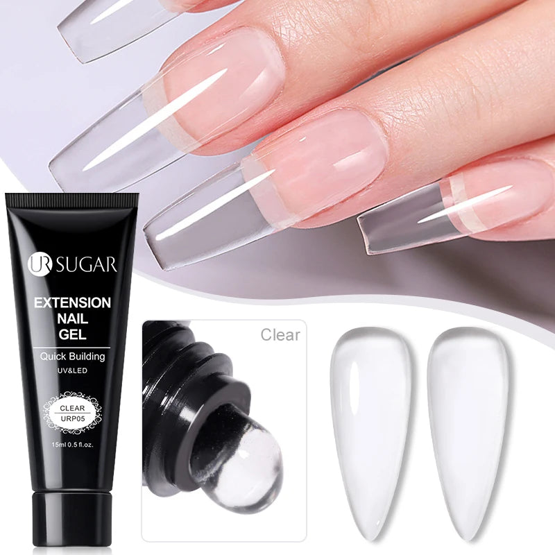 UR SUGAR 15ml Extension Nail Gel Polish Camouflage Nude Pink Semi Permanent UV Hard Gel Nails Finger Prolong Acrylic Varnish