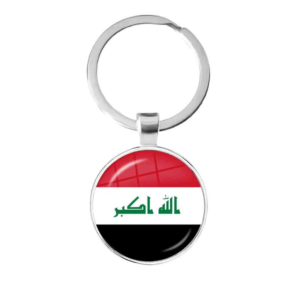 Iraq, Yemen, Nepal, Bangladesh, Maldives, Lebanon Flag Keychain 25mm Glass Keychain As a Gift To Friends  Gift