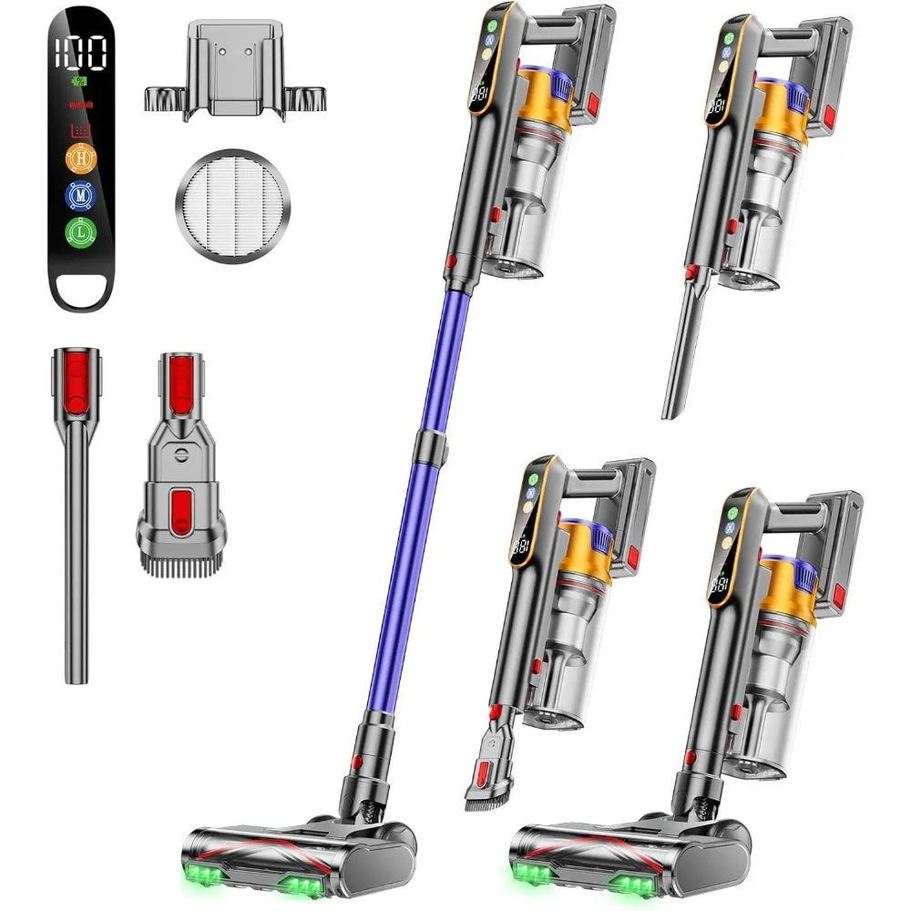 Upgraded version - Cordless Vacuum Cleaner, 580W 48KPA 60 Mins Vacuum Cleaners for Home, Stick Vacuum with 1.8L Large Dust Cup,