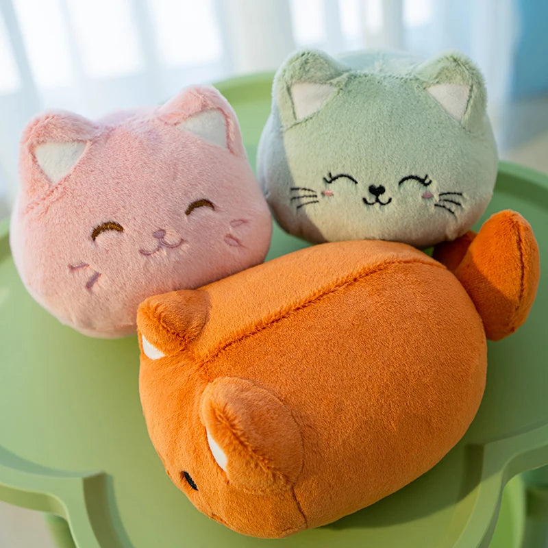 20cm Cartoon Plump Peach Cat Plush Soft Toy Cute Colorful Kitten Meow Stuffed Animal Kawaii Round Plushies Girl Boy Xmas Gift