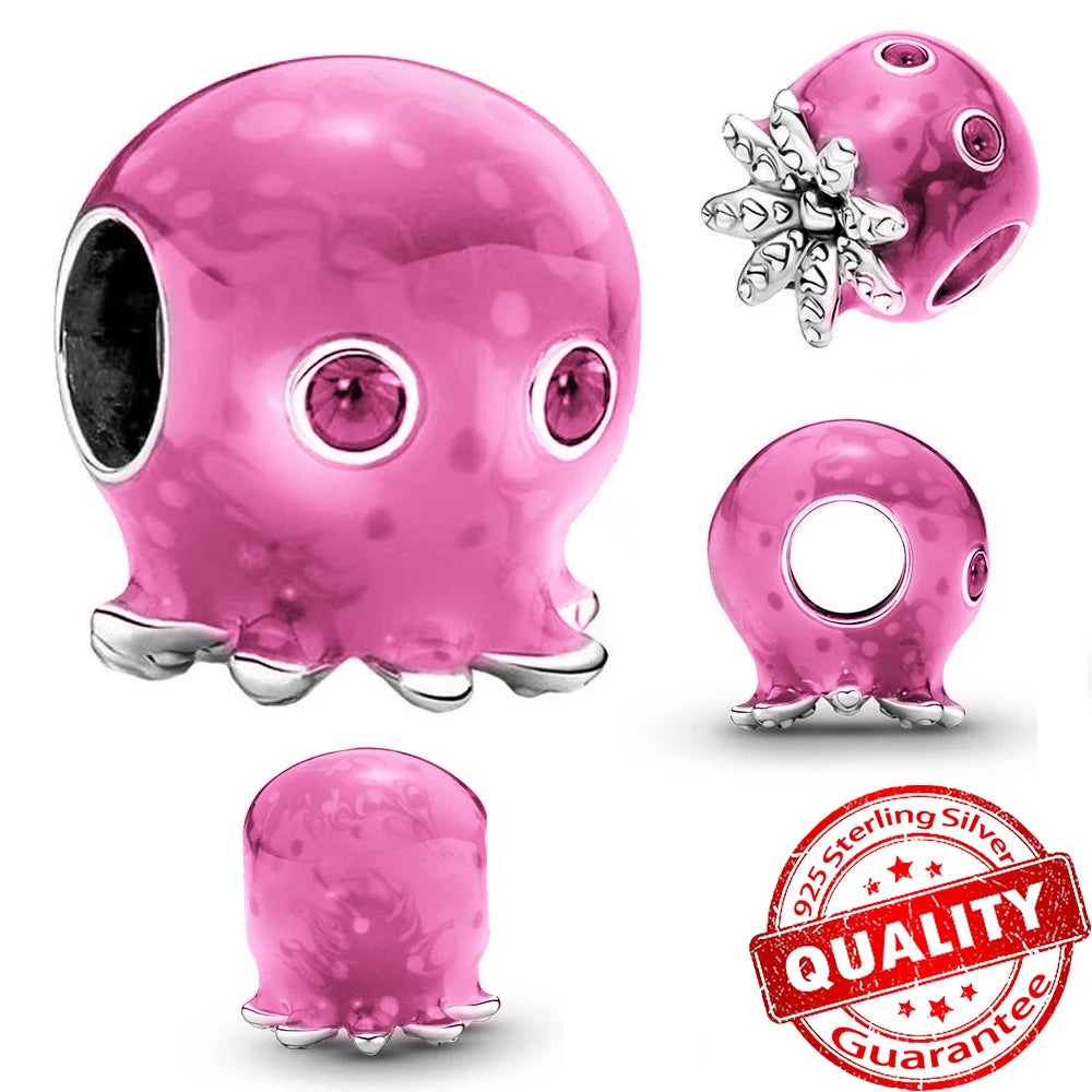 Underwater World 925 Sterling Silver Ocean Octopus Seashell Seahorse Starfish Pendant Fit DIY Bracelet Necklace Boutique Gift