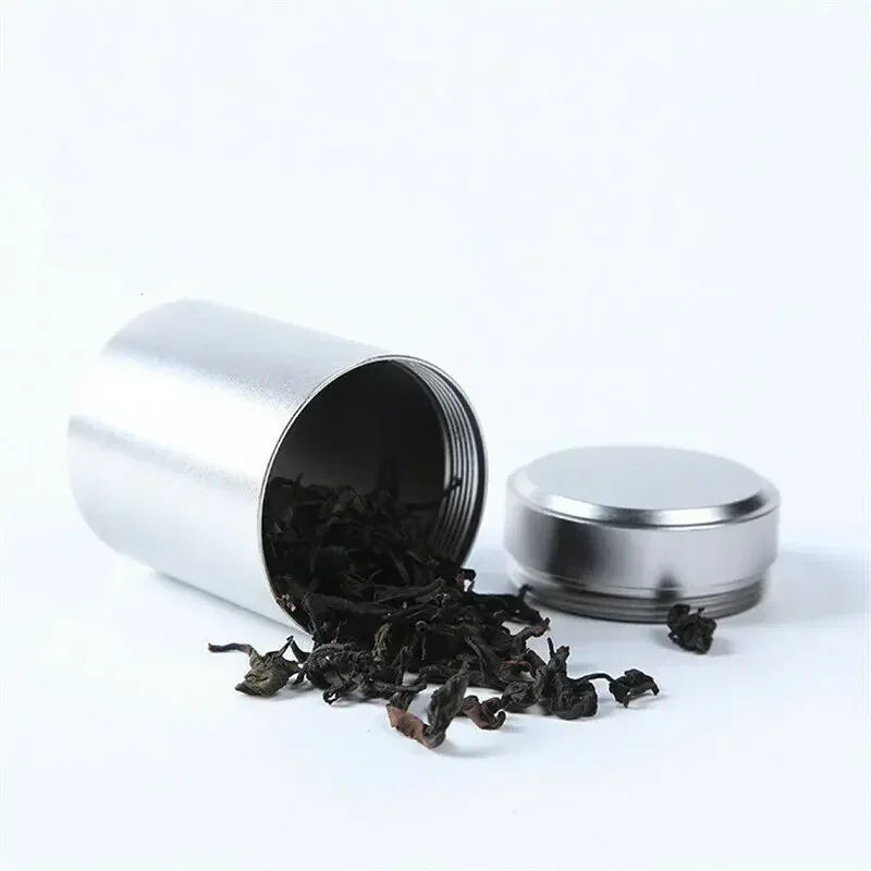 Portable Aluminum Alloy Tea Sealer Can  Mini Herbal Tea Storage Box with Airtight Lid - Gift Packaging Органайзери