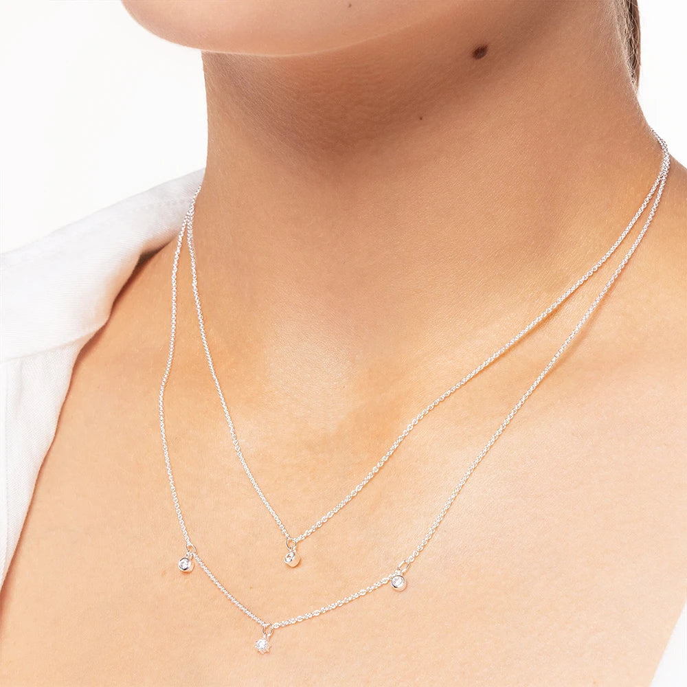 Necklace Double Chain Brand New Minimalist Fine Jewelry Europe 925 Stering Silver Bohemia Gift For Women