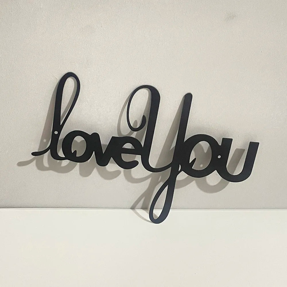 LOVE YOU Metal Wall Art Decorative Ornaments Minimalist Home Kitchen Bar Office Hanging Signs Decor Room Aesthetic