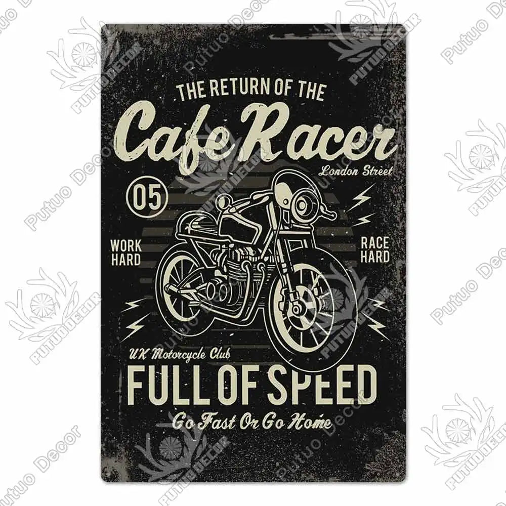 Putuo Decor Cafe Racer Vintage Tin Sign Plaque Metal Wall Art Stickers Garage Man Cave Pub Bar Retro Poster Iron Painting