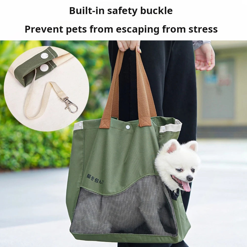 Breathable Pet Carrier Bag Handheld Shoulder Tote Small Medium Dogs Cats Oxford Canvas Portable Outdoor Travel Pack Pet Supplies