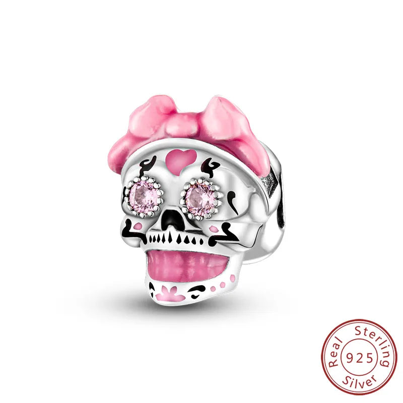 Halloween Charm Bead Pendant 925 Sterling Silver Pumpkin Witch Doll Skeleton Mummy Candy Charm Fit Original Bracelet DIY Jewelry