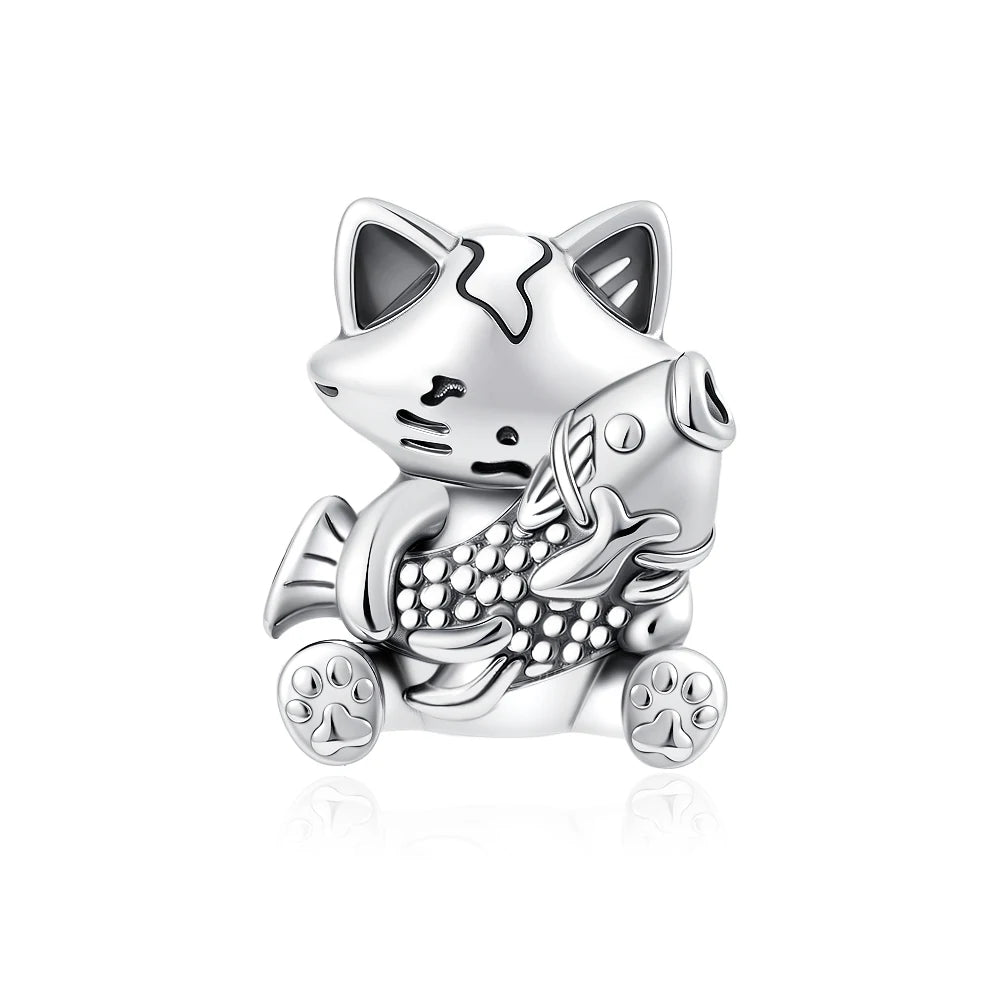 Animals Series Charms 925 Silver fortune Cat Pets Fit 925 Original Bracelet Necklace DIY Pendants Fashion Jewelry For Woman