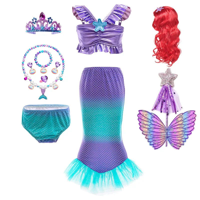 Purim Party Costumes for Baby Girls Princess Ariel Dress The Little Mermaid Cosplay Birthday Halloween Christmas Xms Gown