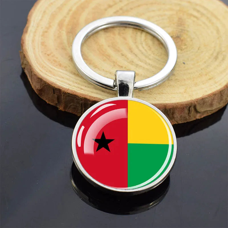 Africa Countries Flag Keychains Double Sided Glass Dome Pendant Key Chains Algeria Somalia Tunisia Morocco Egypt Flag Keyring