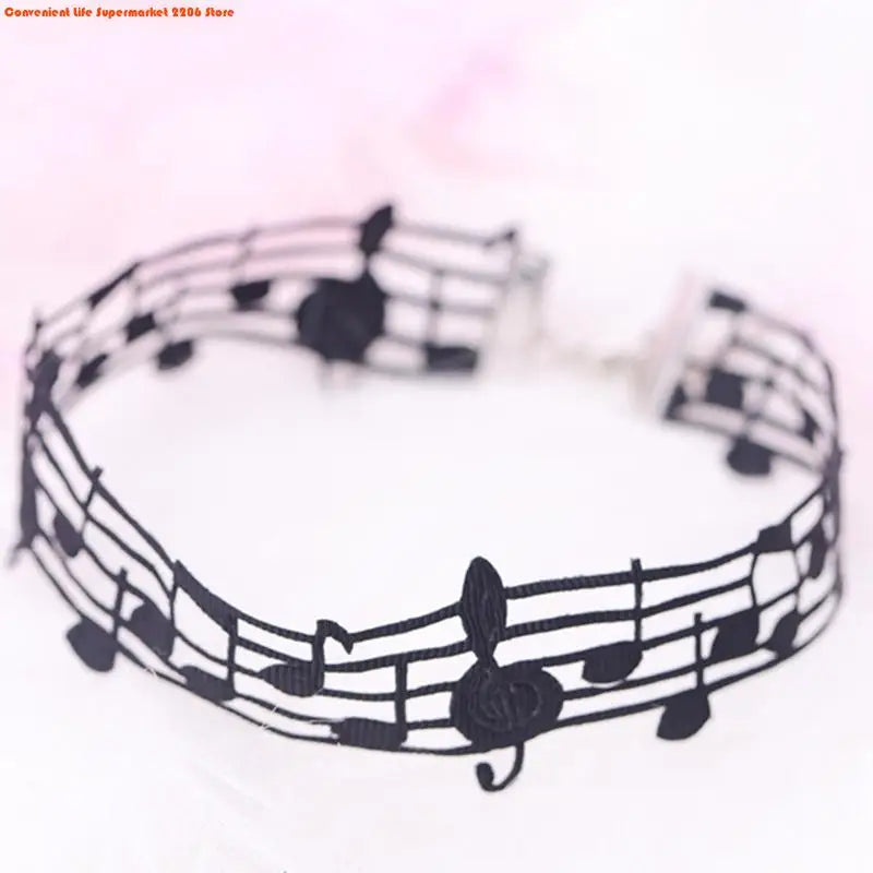 Handmade Black Short Necklace Featuring Unique Musical Note Design Women Jewelry for Fashionable Women and Music Lovers