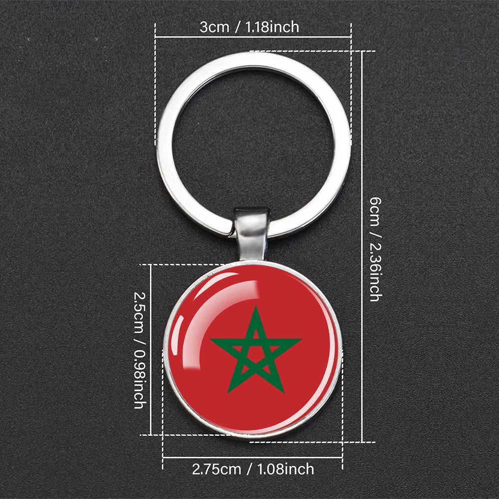 Africa Countries Flag Keychains Double Sided Glass Dome Pendant Key Chains Algeria Somalia Tunisia Morocco Egypt Flag Keyring