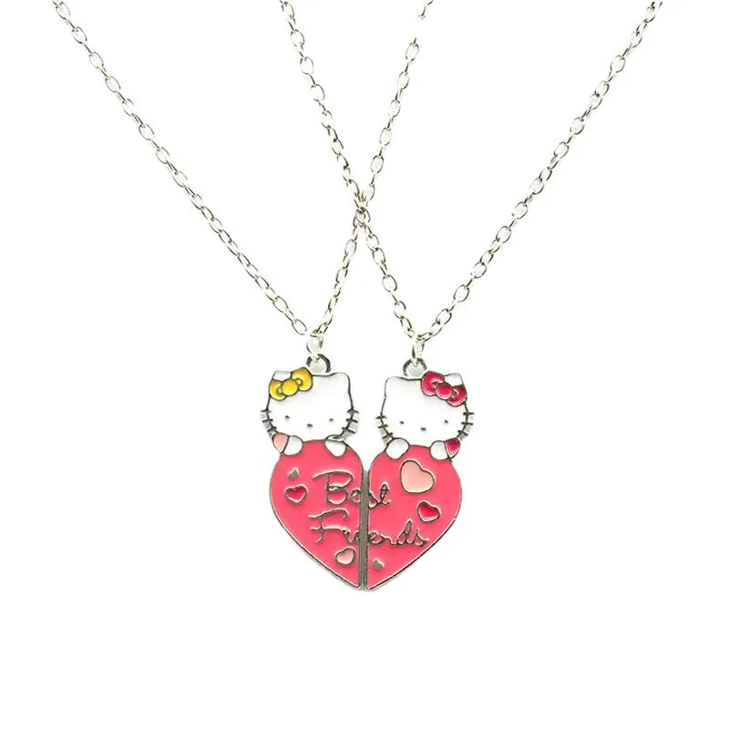 Sanrio Hello Kitty Cute Cartoon Student Kawaii Sweet Creative Fashion Versatile Accessories Couple Best Friend Color Necklace