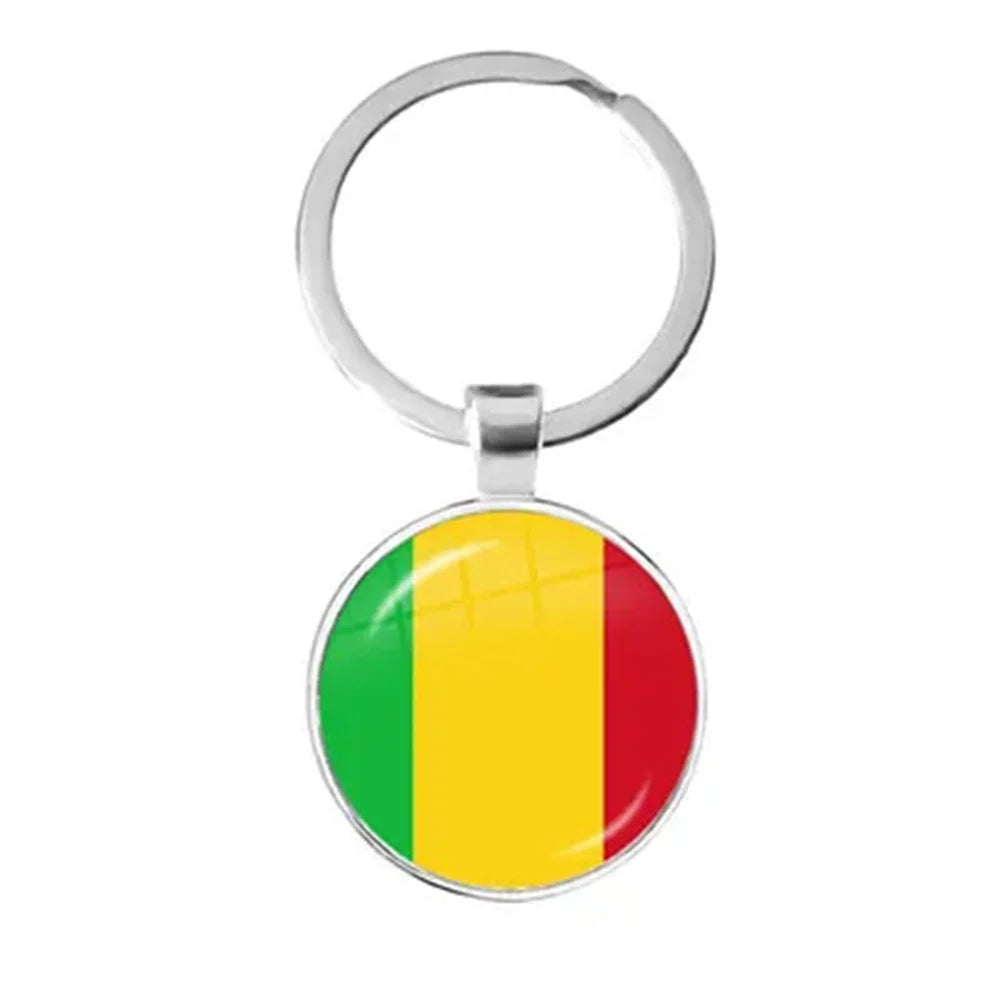 Western Sahara,Guinea,Saint Helena,Niger,Guinea-Bissau,Benin National Flag Keychain 25mm Glass Cabochon Key Rings For Gift