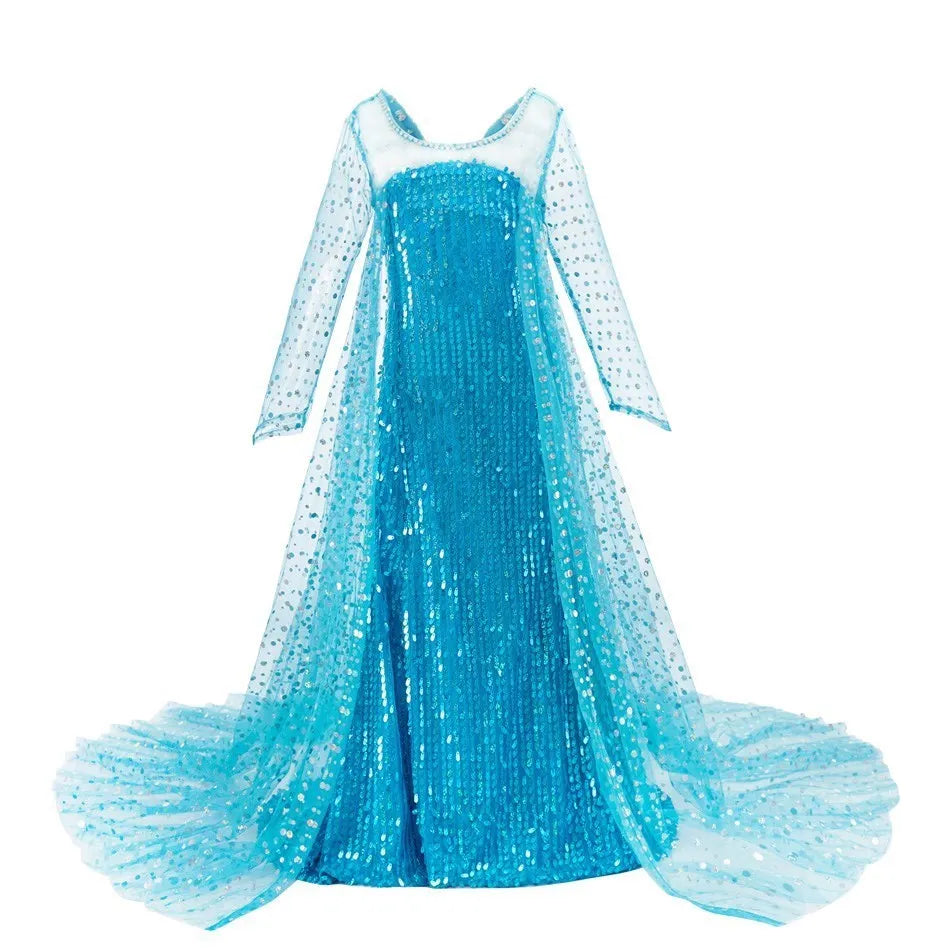 Girl Princess Cinderella Dress Elsa Anna Mermaid Jasmine Belle Snow White Costume Girls Birthday Party Halloween Dress 2-10 Year