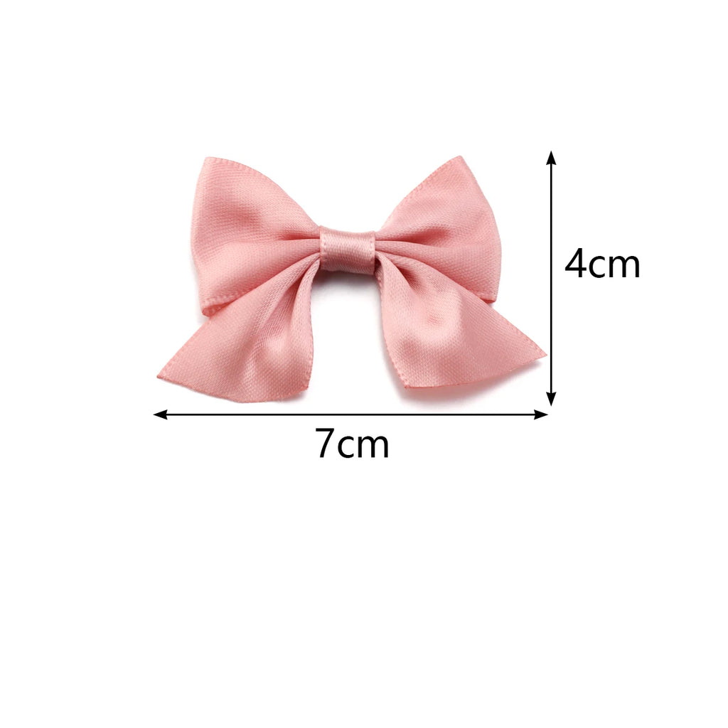 20Pcs/Lot 4cmx7cm Ribbon Width 2.5cm Polyester Satin Handmade Ribbon Bows For DIY Sewing Crafts Bouquets Party Christmas Decor