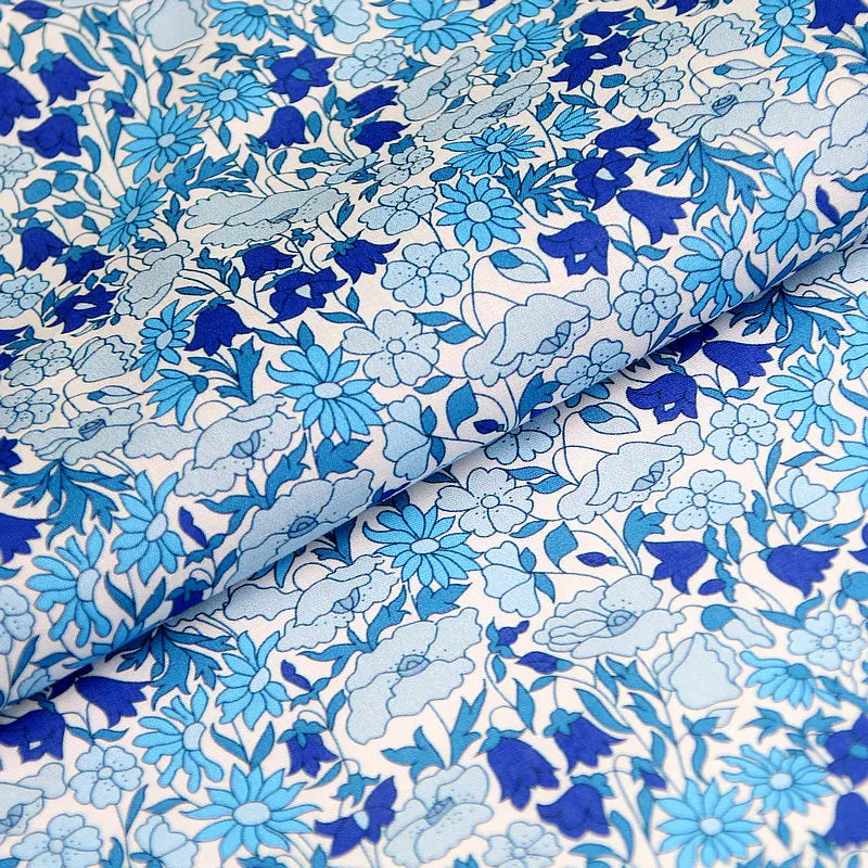 Poppy and daisy printed pink color florals fabric rose background London liberty tana lawn 100% cotton 80S fabrics for sewing