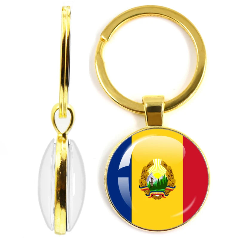 National Flag Glass Double-Sided Keychain Ethiopia Islas Canarias Kenya Sudan Madeira Melilla South Sudan Ceuta Seychelles
