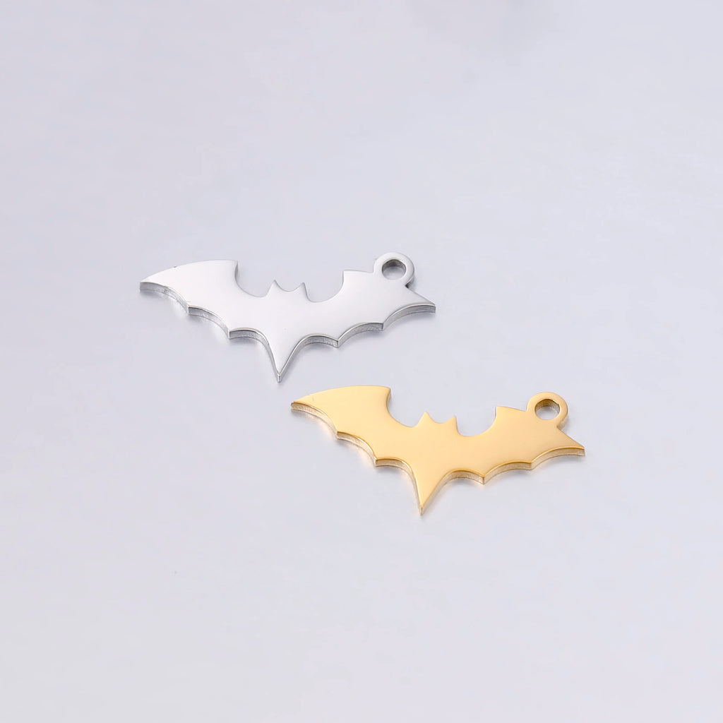 5pcs/Lot Stainless Steel Charms Animal Bat Decorations Halloween Party Supplies For Diy Making Necklace Bracelet Pendant Jewelry