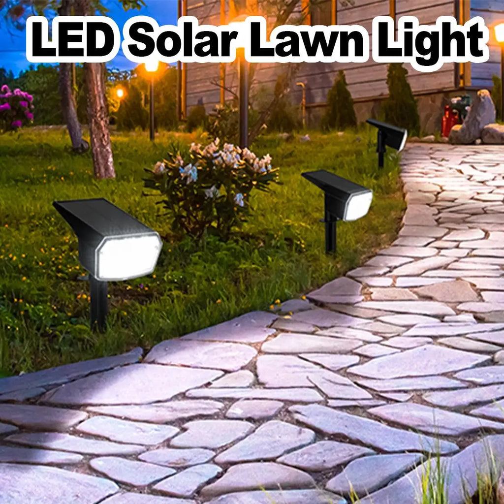 Solar Led Spotlight Landscape Lamp Powered Lawn Spotlights Lights Warm White Garden Adjustable Outdoor Driveway Waterproof Spike