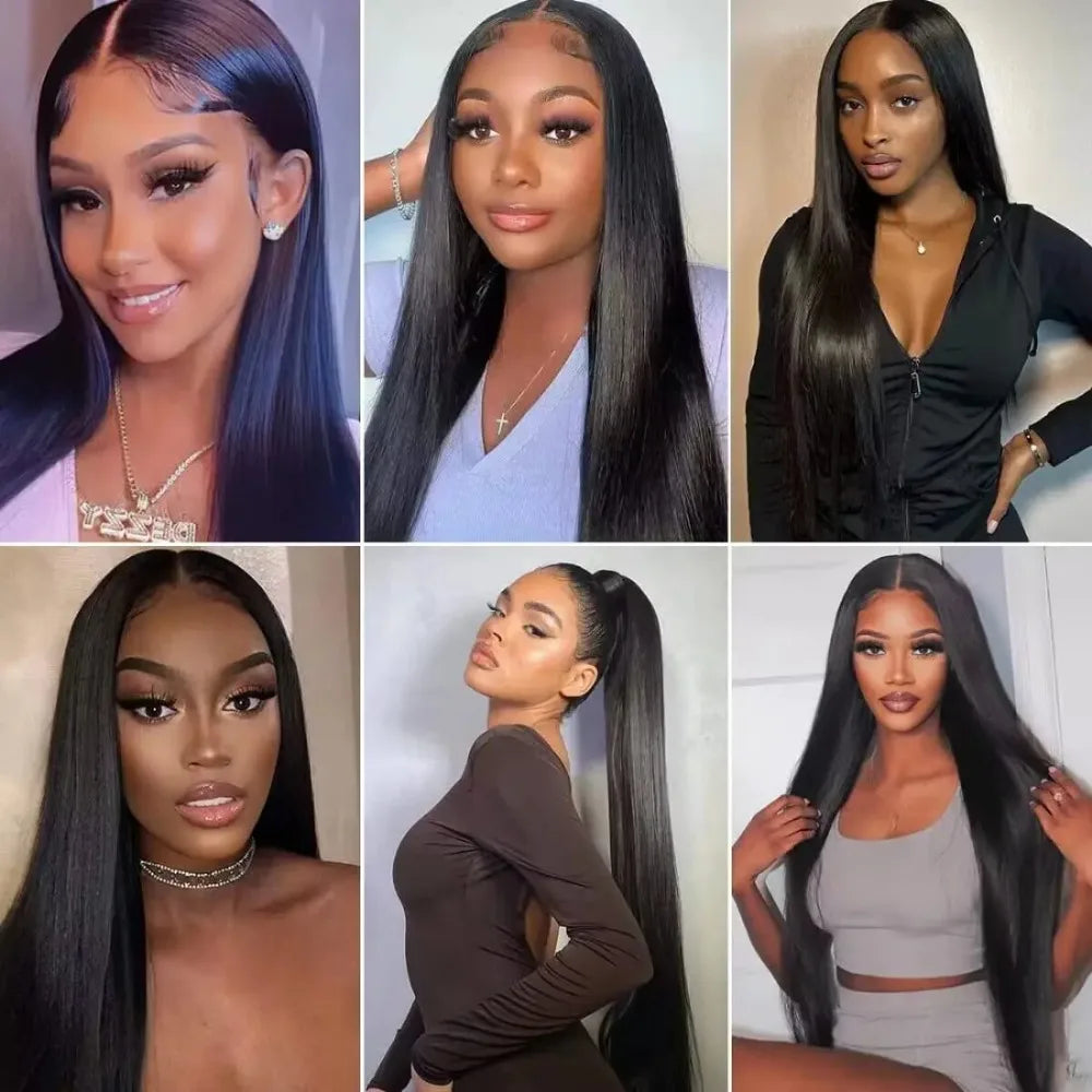 5x5 Glueless  Lace Front Closure Human Hair Wig 13x6 Ready To Wear Smooth Straight Plucked Pre Cut Wig 360 Full lace for Women