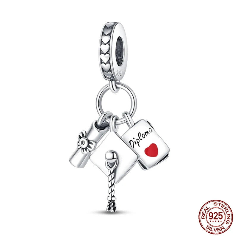 100% 925 Sterling Silver Hot Air Balloon Suitcase Graduation Travel Series Charm Beads Fit Qikaola Original Bracelet DIY Jewelry