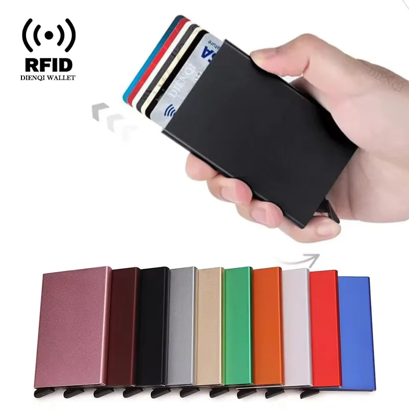 Rfid Smart Wallet Card Holder Metal Thin Slim Men Women Wallets Pop Up Minimalist Wallet Small Black Purse Vallet Walets for Men