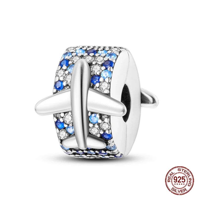 100% 925 Sterling Silver Hot Air Balloon Suitcase Graduation Travel Series Charm Beads Fit Qikaola Original Bracelet DIY Jewelry