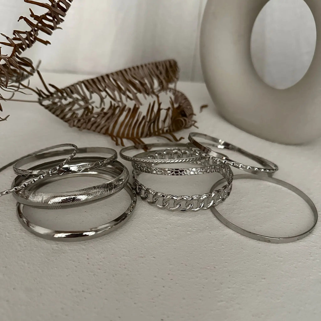 KMVEXO 10pcs/set Punk Multilayer Bracelets for Female Elegant Delicate Twist Sparkling Adjustable Bangles Jewelry Couples Gifts