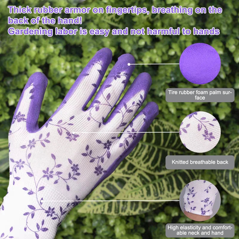 Garden Gloves One Size For Women Breathable Foam Latex Working Gloves, For Gardening Landscape DIY Rubber Gloves