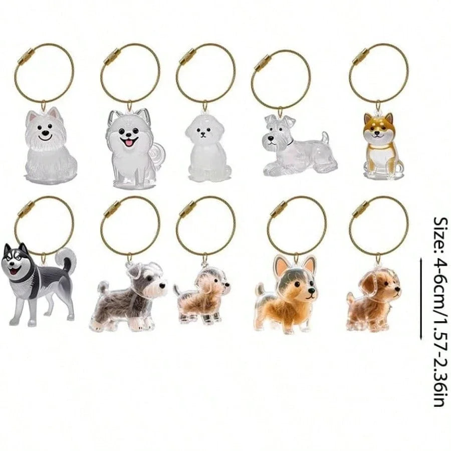 Cute Dog Pendant Keychain Pet Hair Collection Memorial Capsule With Key Ring Unique Keychain Novel Trendy Souvenir for Pet Lover