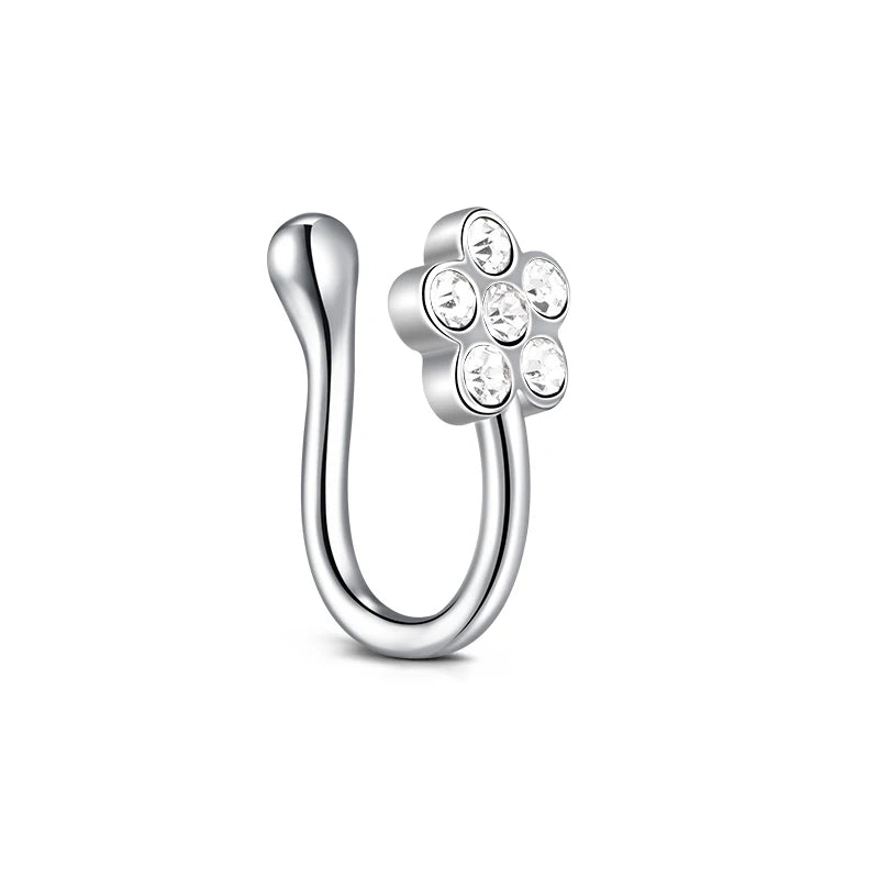 1Pcs Stainless Steel Nose Ring Hoop C Shape Septum Rings Non Piercing Ear Clip Earring Fake Nose RingsWomen Piercing Jewelry