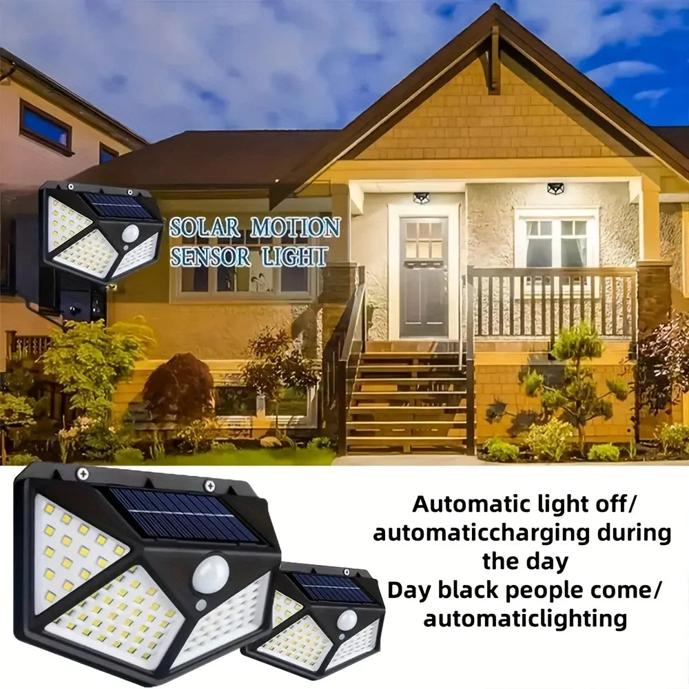 Solar Light 100LED Solar Flood Lights 3 Modes Outdoor Solar Motion Security Light Waterproof for Garden Patio Garage Wall Light