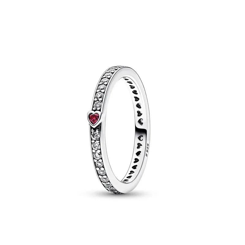 New pink heart-shaped 925 sterling silver love ring CZ zircon inlaid original ring Valentine's Day women's jewelry wedding gift