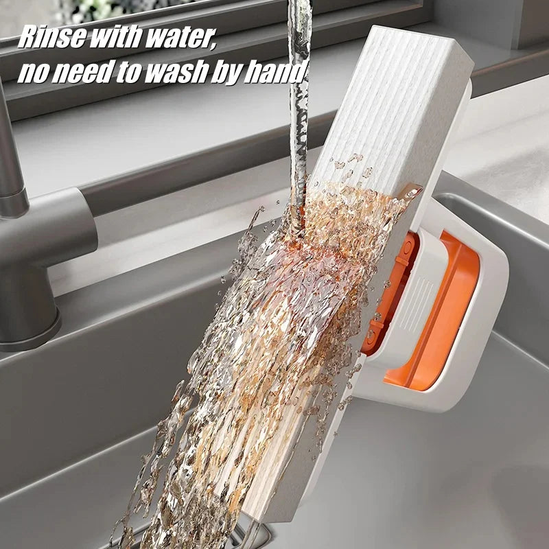 New Mini Foldable Desktop Mop Portable Cleaning Sponge Mop for Bathroom Kitchen One-Hand Squeeze Handle