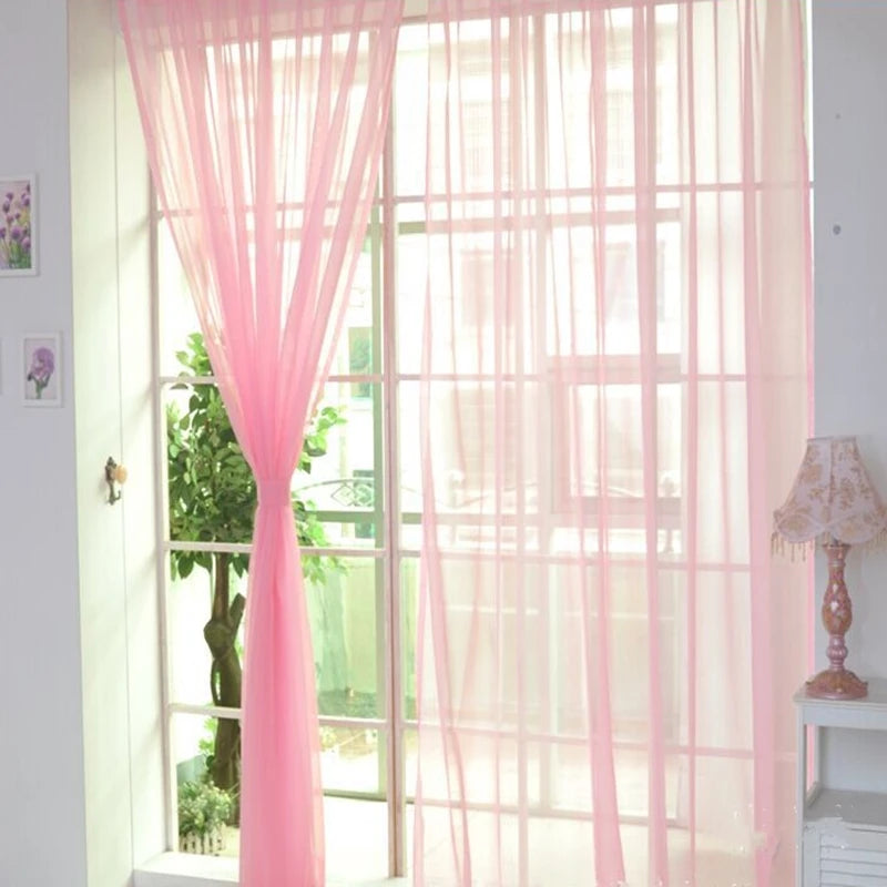 1PC Transparent Window Gauze Mesh Solid Color Curtain Household Products Europe Style Easy To Install Curtain Room Tulle Curtain