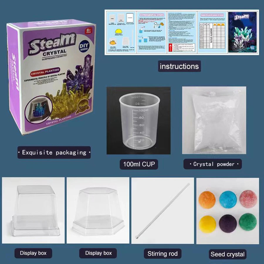 Crystal planting experiments, Science and education toys, DIY growable crystals, Color Random, Christmas/Halloween Gifts