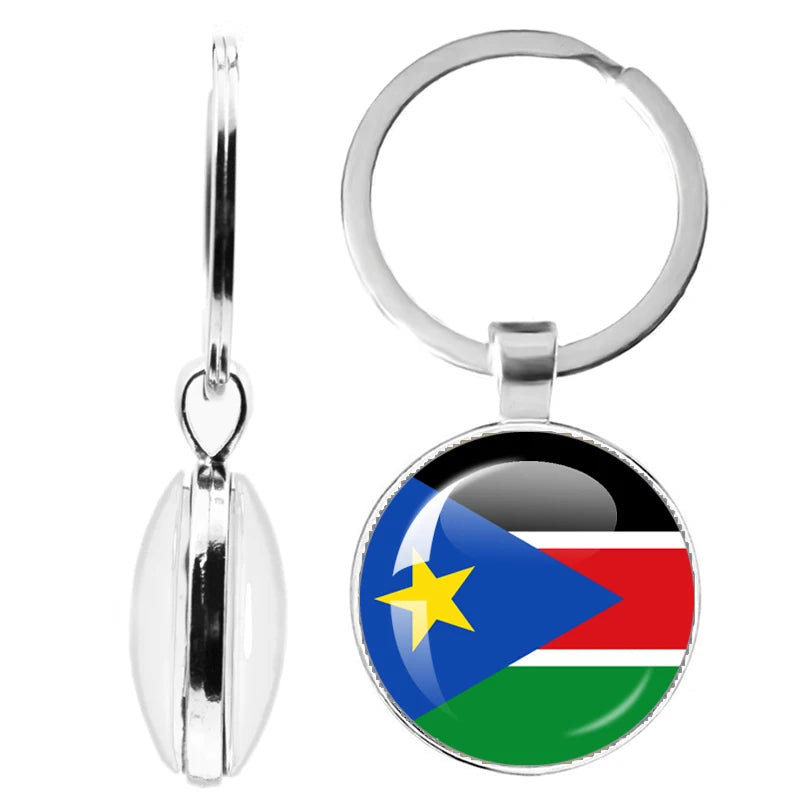 National Flag Glass Double-Sided Keychain Ethiopia Islas Canarias Kenya Sudan Madeira Melilla South Sudan Ceuta Seychelles