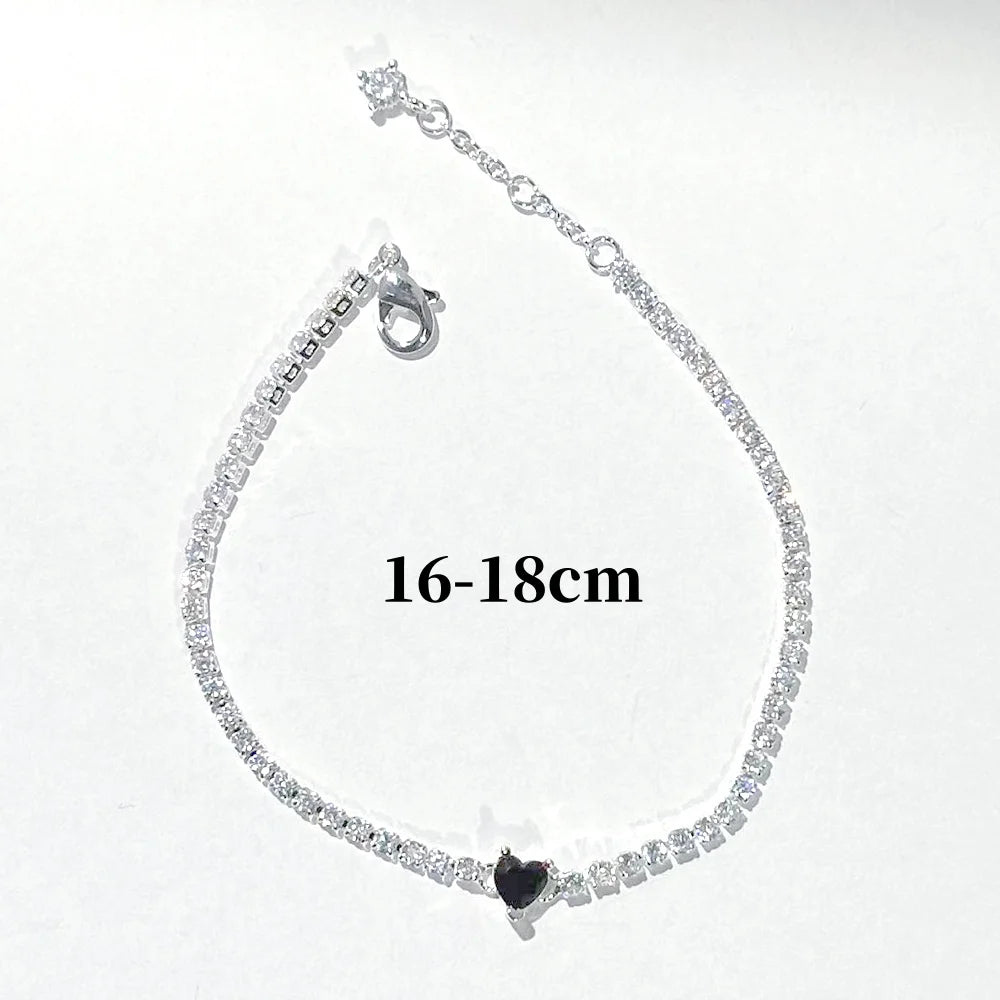 Luxury Original 925 Sterling Silver Necklace Bow Round CZ Red Heart Pendant Necklace Charm Women Classic DIY Gift Making