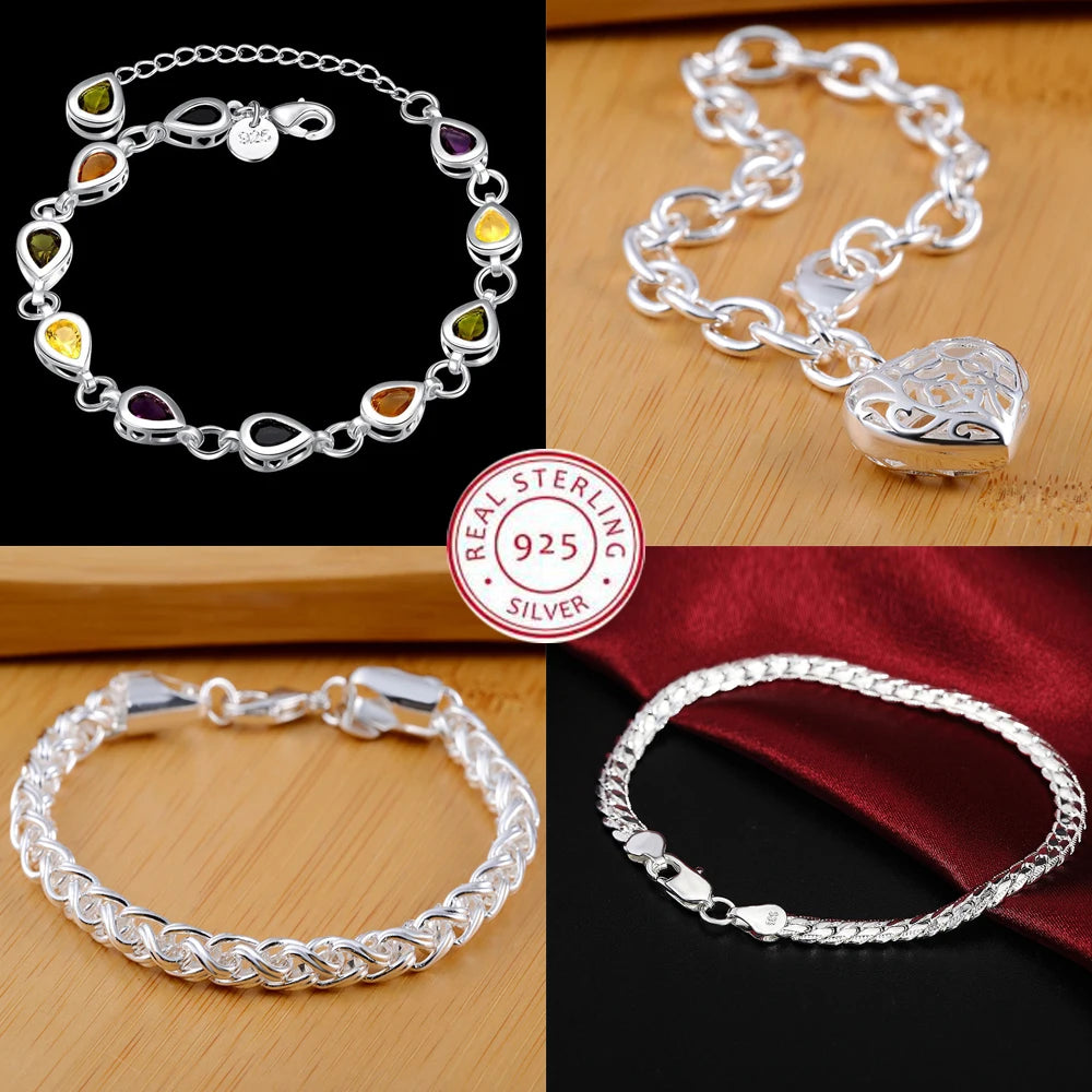 Fashion charm 925 Sterling Silver Bracelet for man woman Twisted rope chain fine jewelry Wedding party Christmas gift