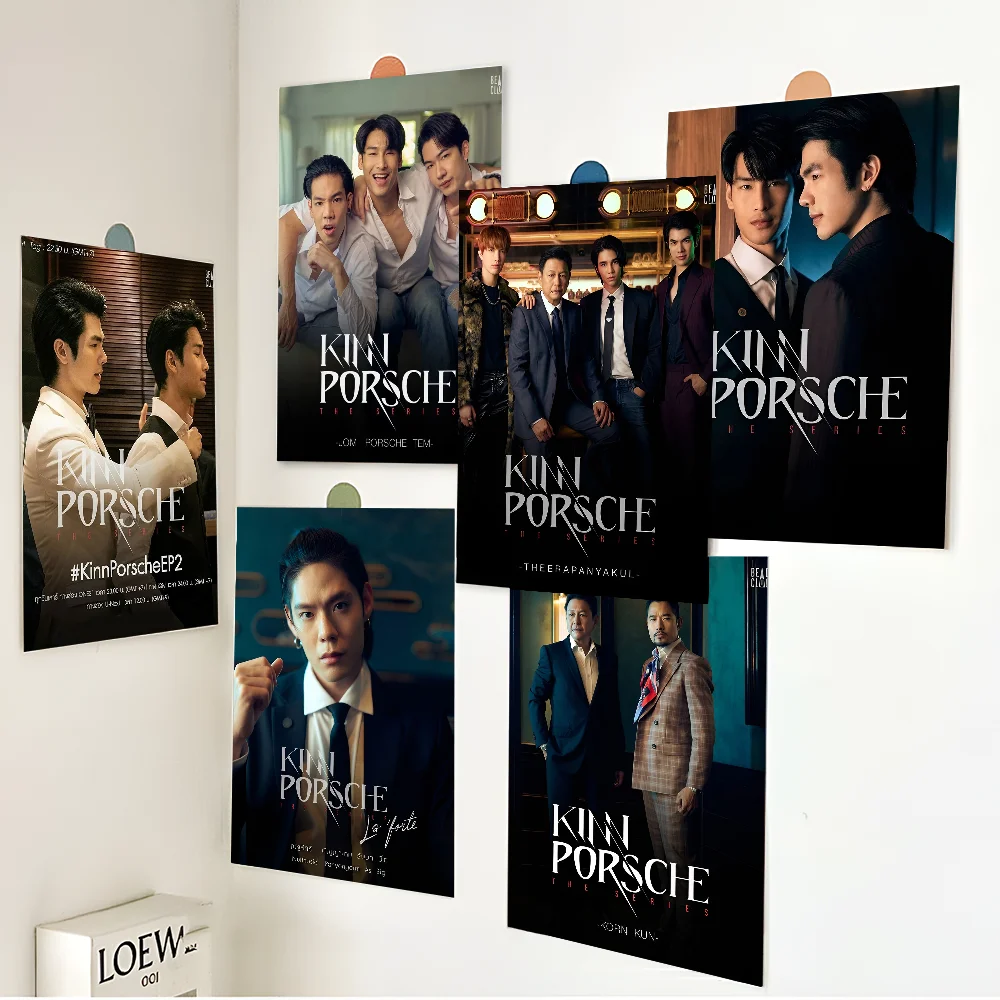 KinnPorsche The Series Movie  Self-adhesive Art Poster Fancy Wall Sticker for Living Room Bar Decoration Decorative Painting