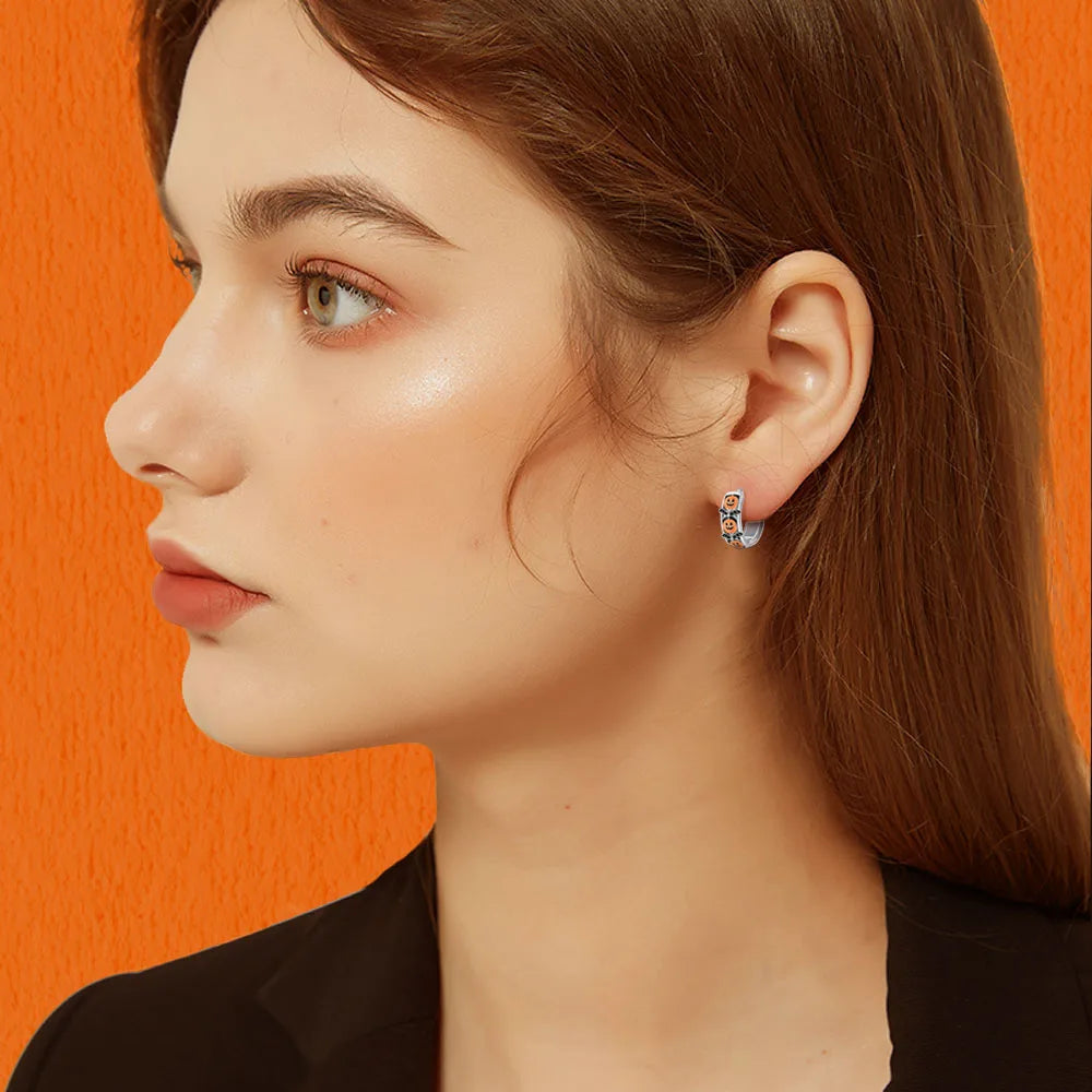 Halloween Pumpkin Bat Ring Earrings halloween charms silver 925 Earring For Women Punk Men's Earrings Fit Party Jewelry Gift